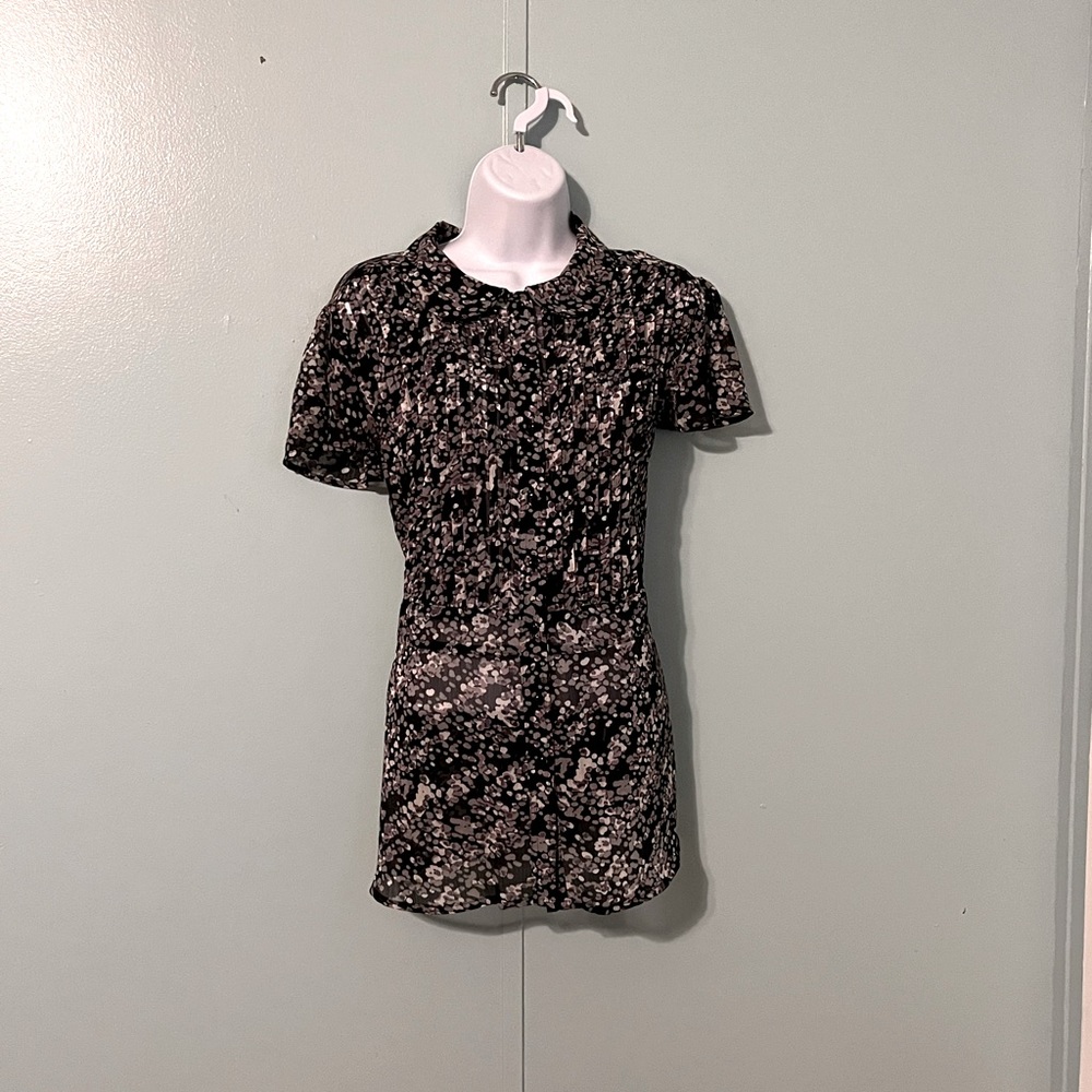 Apt. 9 Button Down Blouse Size‎ 1X Sheer Ruffle Cap Sleeve
